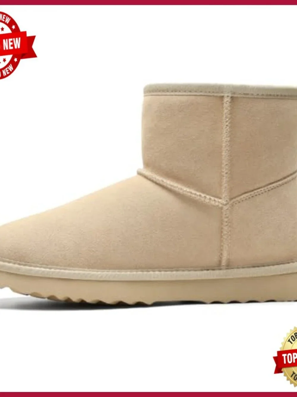 Genuine Suede Mini Snow Boots Winter Warm Fuzzy Fur Lined